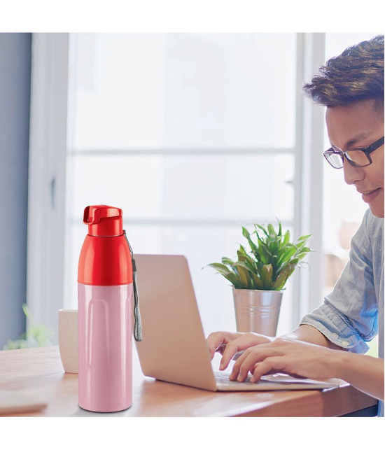 Milton Kool Convex 900 Insulated Inner Pet Water Bottle, 700 ml, Light Red | Easy To Carry | Leak Proof | School | Office | Gym | Hiking | Treking | Travel Bottle - Red