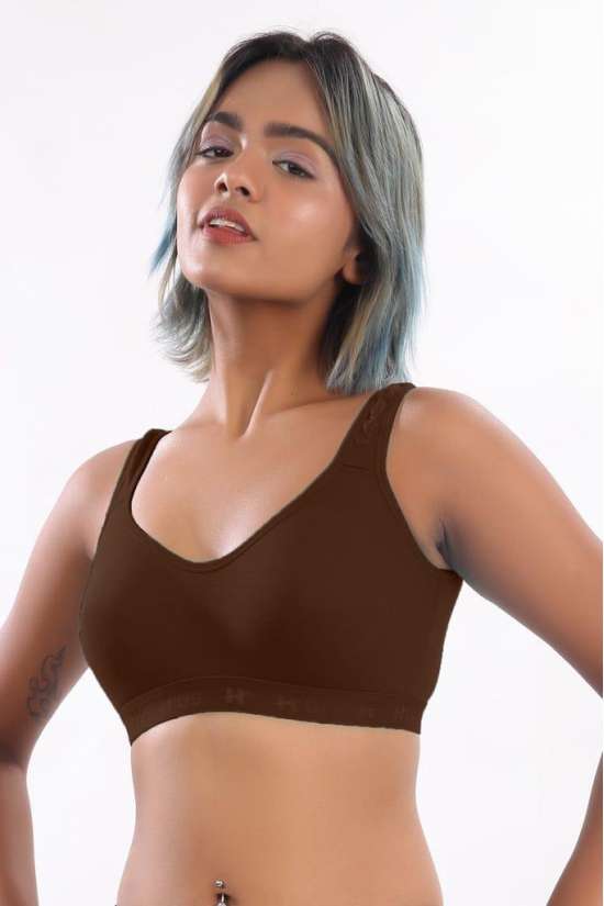 Women Hug Sports Bra Coffee Brown