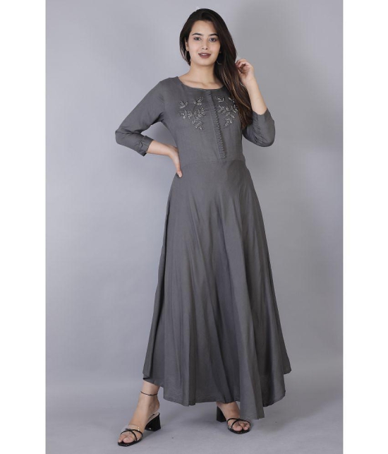 JC4U - Grey Rayon Women''s Anarkali Kurti ( Pack of 1 ) - None