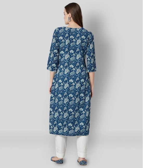 Divena - Blue Cotton Womens Straight Kurti - 7XL