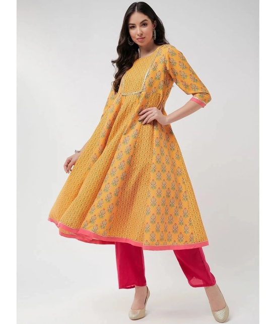 Pannkh - Yellow Polyester Womens Flared Kurti ( Pack of 1 ) - None