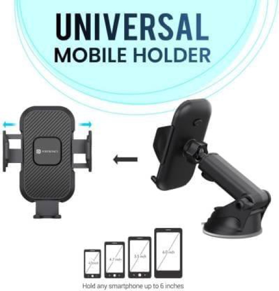 Portronics Clamp M Car Mobile Holder with 360° Rotational,for 4 to 6 inch Devices Mobile Holder