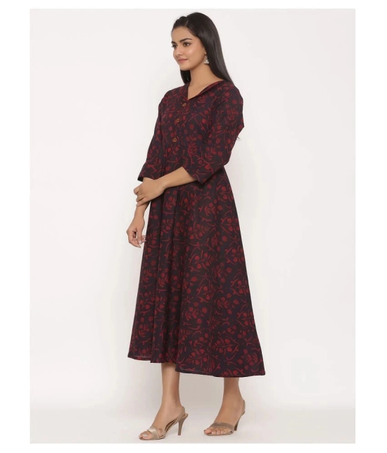 miravan Maroon Cotton Anarkali Kurti - L