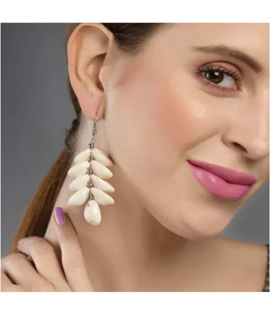 gilher - White Drop Earrings ( Pack of 1 ) - White