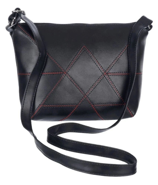 Leather Land - Black Faux Leather Sling Bag - Black