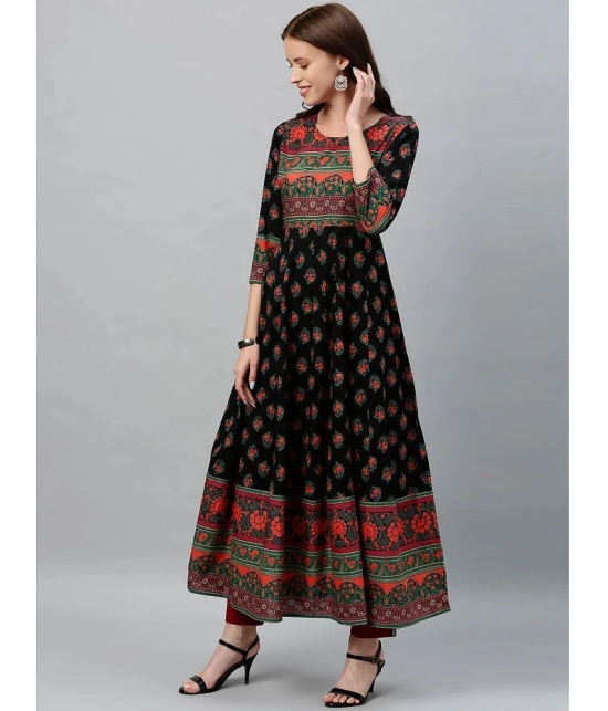 KIPEK - Black Cotton Womens Anarkali Kurti ( Pack of 1 ) - None