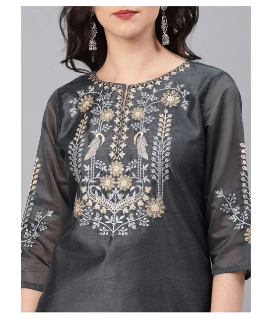 Alena Grey Chanderi Straight Kurti - S