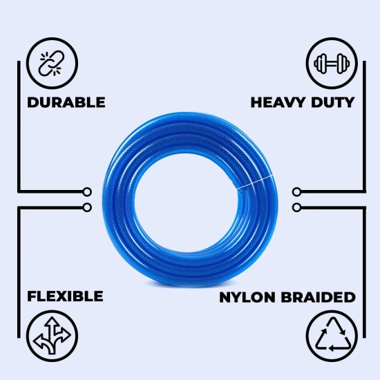 Kuber Industries Basic PVC with Nylon Braided Water Pipe 15 MeterMulti-Utility Water Pipe for Garden Car Cleaning  Pet CleaningBlue-Kuber Industries Basic PVC with Nylon Braided Water Pipe 15 Met