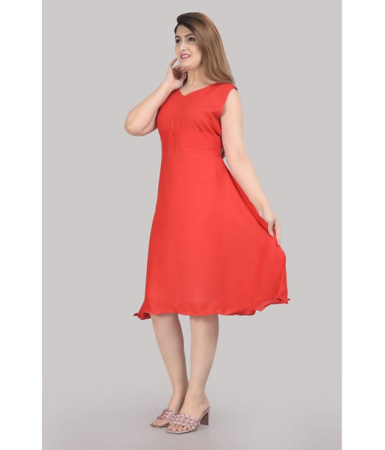 Smien - Red Rayon Women's Skater Dress ( Pack of 1 ) - None