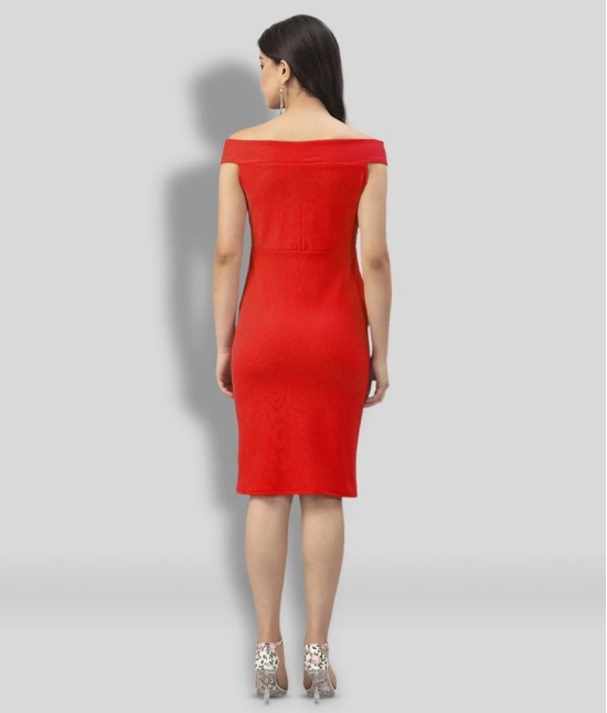 Selvia - Red Cotton Blend Womens Bodycon Dress ( Pack of 1 ) - None