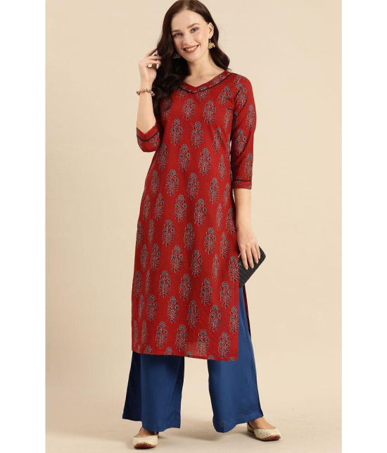 Rajnandini - Maroon 100% Cotton Women's Straight Kurti ( Pack of 1 ) - None