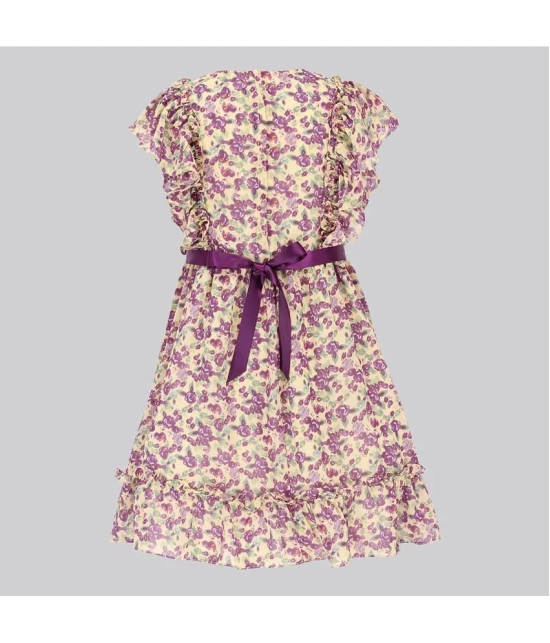 Cutecumber - Purple Georgette Girls Fit And Flare Dress ( Pack of 1 ) - None