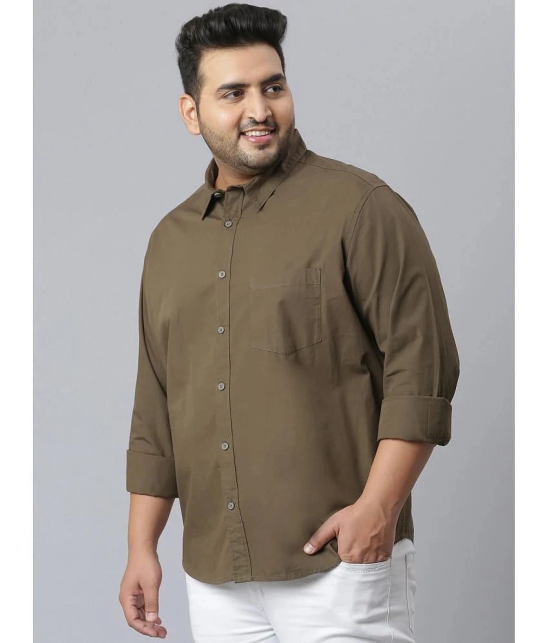 instaFab - Olive Cotton Oversized Fit Mens Casual Shirt ( Pack of 1 ) - None