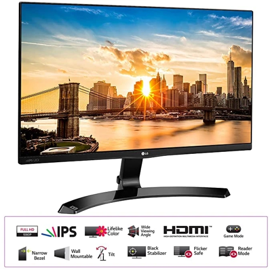 LG 22 inch 55cm IPS Monitor - Full HD IPS Panel with VGA HDMI DVI Audio Out Ports - 22MP68VQ-LG 22 inch (55cm) IPS Monitor - Full HD, IPS Panel with VGA, HDMI, DVI, Audio Out Ports - 22MP68VQ