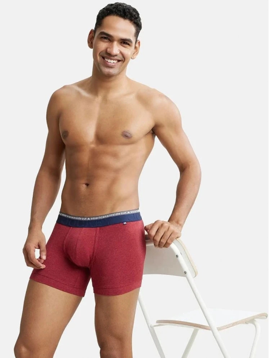 Jockey US60 Men Super Combed Cotton Elastane Solid Trunk - Red Melange - None