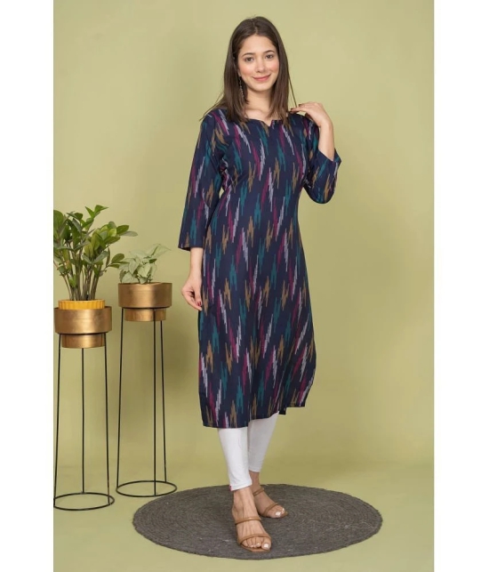 Estela Cotton Printed Straight Womens Kurti - Navy ( Pack of 1 ) - None