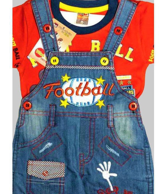 Wise Guys - Red & Blue Denim Baby Boy,Baby Girl Dungaree Sets ( Pack of 1 ) - None