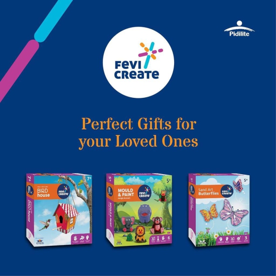 Fevicreate Paint Your Own Dazzling Decorations Diwali Kit contains Tealight Holders, Diya Cutouts, Fevicryl Glass Colours, Fevicol MR to make Acrylic Rangoli Best Creative Diwali Gift for Age 12 Years+