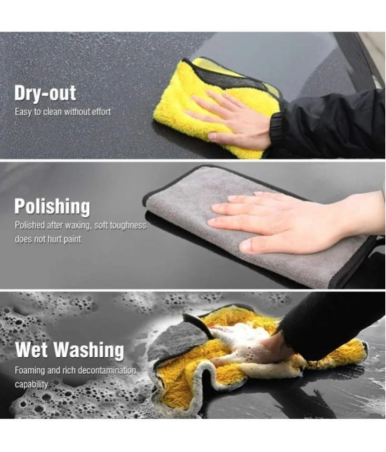 Auto Hub Yellow 800 GSM Microfiber Cloth For Automobile ( Pack of 5 )