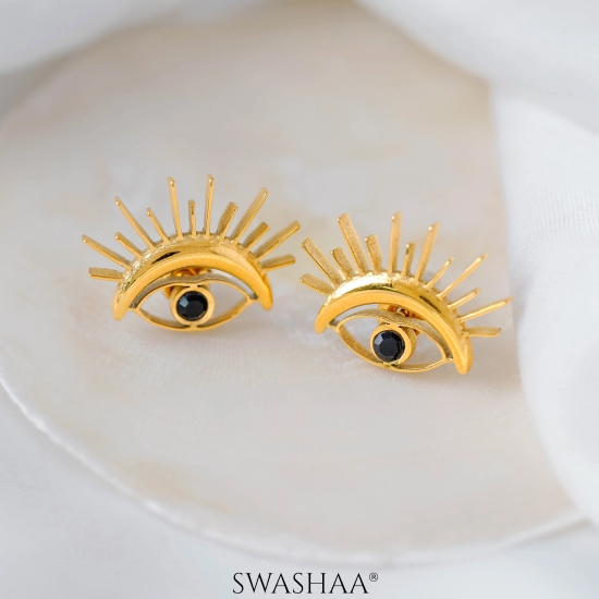 Varra Eye 18K Gold Plated Earrings-Gold