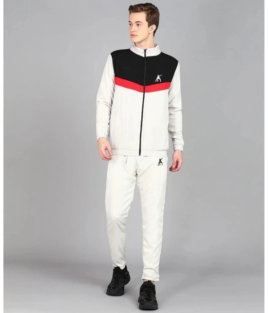 Preen Off-White Polyester Regular Fit Colorblock Mens Sports Tracksuit ( Pack of 1 ) - None