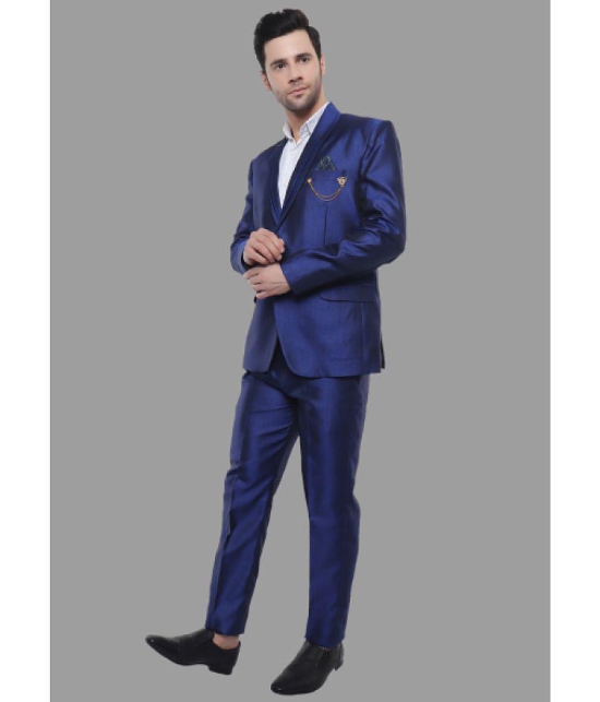 DKGF Fashion - Blue Polyester Regular Fit Mens 2 Piece Suit ( Pack of 1 ) - None