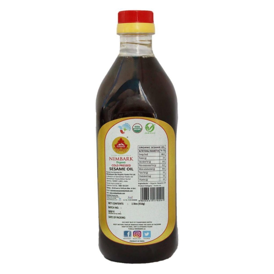 Nimbark Organic Sesame Oil - 1L| 100% Natural Sesame Oil | Good for Heart | Antioxidant-Rich