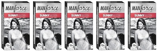 Manforce Ribbed & Dotted Sunny Edition Condoms 10 Pcs x Pack of 5