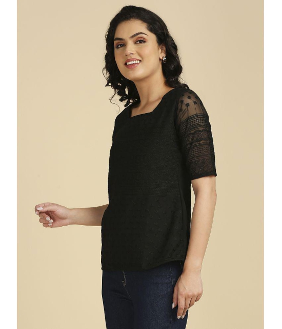 gufrina Black Georgette Womens Regular Top ( Pack of 1 ) - None