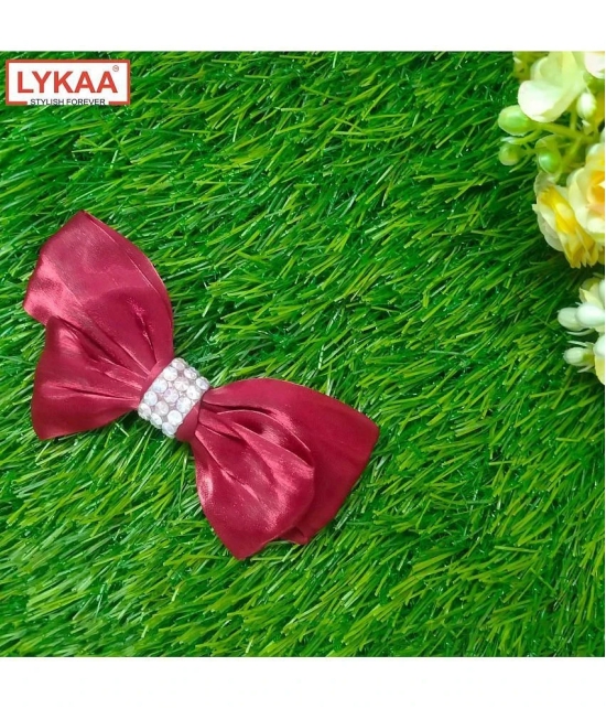 Lykaa Korean Style Hair Bows Barrette Hair Accessories For Girls And Women (Pack of 1) Red - Red