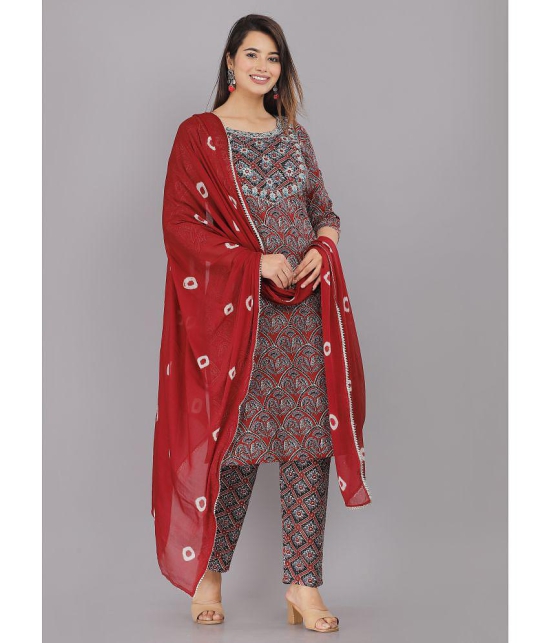 HIGHLIGHT FASHION EXPORT - Maroon Straight Cotton Women's Stitched Salwar Suit ( Pack of 1 ) - None