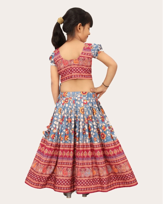 Girls Rayon Silk Fully Stitched Lehenga Choli | Bandhani Print MultiColor Lehenga Choli Set-Maroon / 7 Years-8 Years