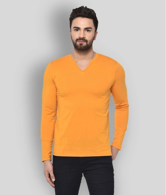 Glito - Mustard Cotton Blend Regular Fit Mens T-Shirt ( Pack of 1 ) - None