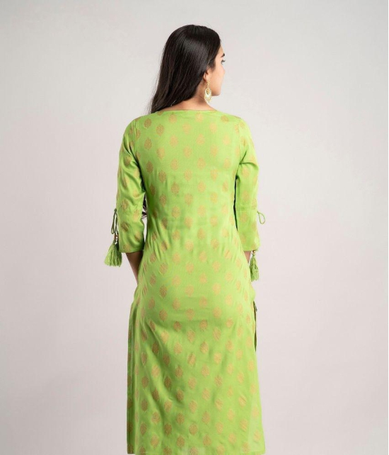 MAUKA - Green Rayon Womens Straight Kurti ( Pack of 1 ) - None