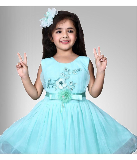 Arshia Fashions - Light Blue Net Girls Frock ( Pack of 1 ) - None