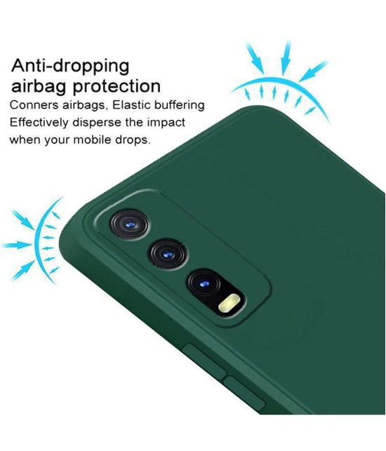 Case Vault Covers - Green Silicon Plain Cases Compatible For Vivo Y12s ( Pack of 1 ) - Green