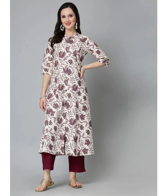 Stylum Rayon Printed Front Slit Womens Kurti - Mauve ( Pack of 1 ) - None