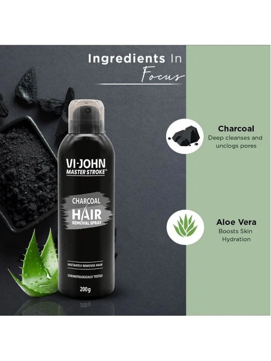 VI-JOHN Master Stroke Charcoal Alovera Painless Hair Removal Spray (200 ml)