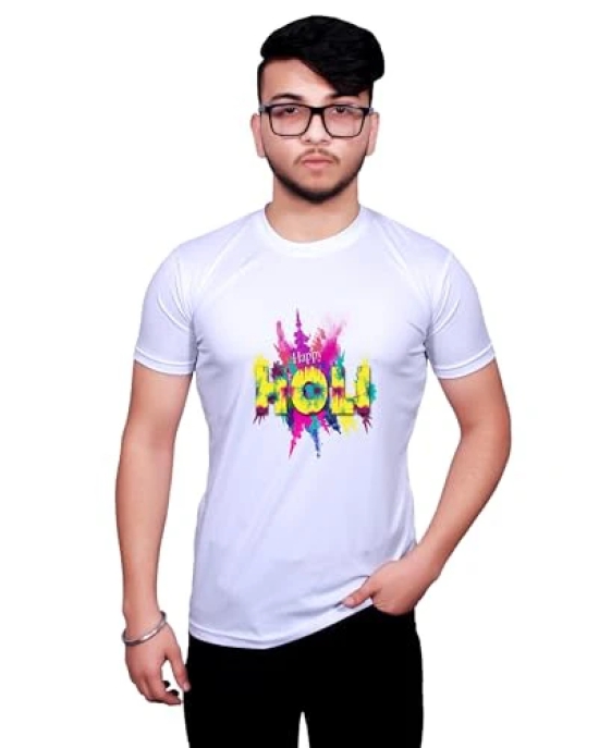 NITYANAND CREATIONS Round Neck White Holi T-Shirt for MEN-HOLI-T-SHIRT-11535-XL