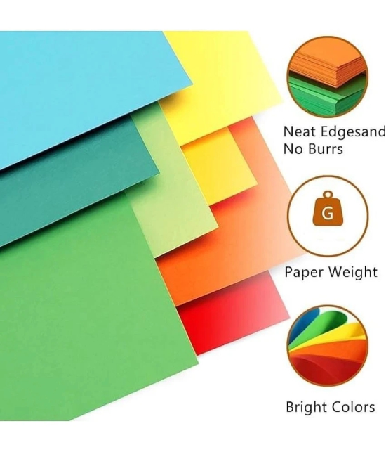 ECLET 100 pcs Color A4 Medium Size Sheets (10 colour X 10 Sheet) 10 Sheets Each Color Art and Craft Paper Double Sided Colored(Length -27.5 cm Width - 20.3 cm) code 154