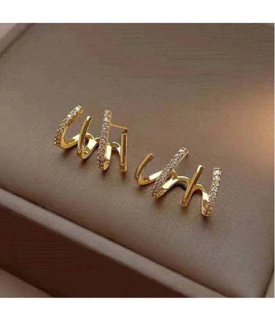 FASHION FRILL Golden Stud Earrings ( Pack of 2 ) - Golden