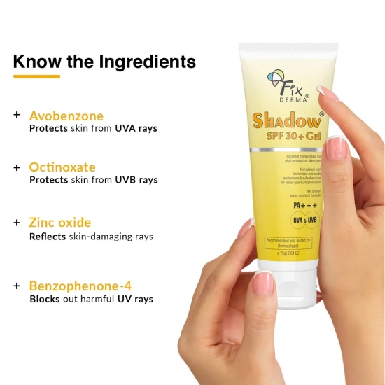 Shadow SPF 30+ Gel | Sunscreen for Oily & Acne Prone Skin | Protection against UVA and UVB rays-40g