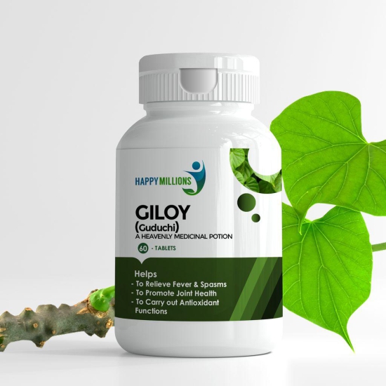 Happy Millions Ayurvedic Giloy (Guduchi)  - A Heavenly Medicinal Potion | 60 Tablet