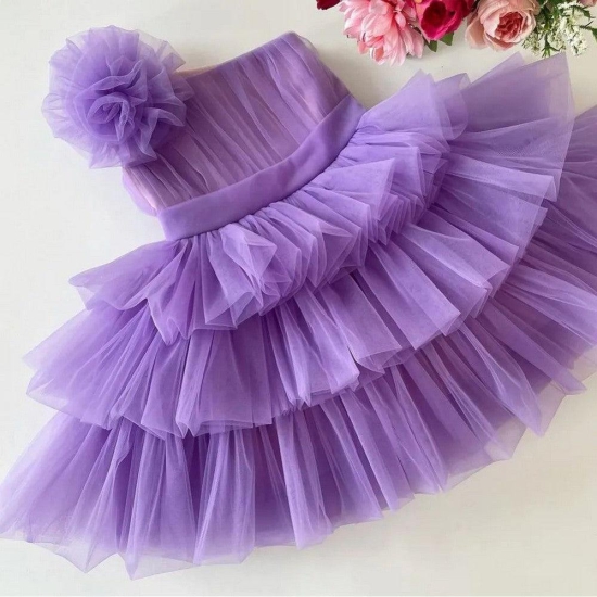 Cutedoll Purple Color Net Kids Party Dress-2-3 Year