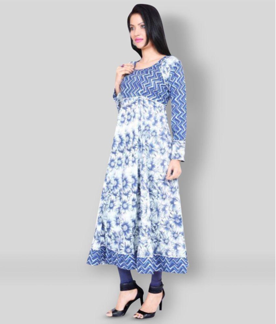 Divena - Blue Cotton Womens Flared Kurti - None