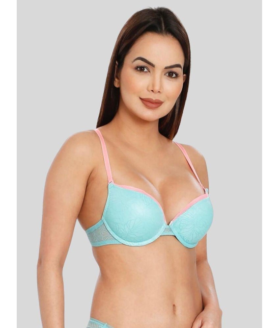 ILRASO - Blue Elastane Lightly Padded Women's Push Up Bra ( Pack of 1 ) - None