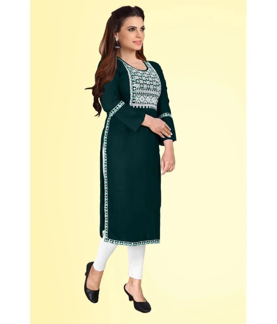 Kapadia - Green Rayon Womens Straight Kurti ( Pack of 1 ) - None