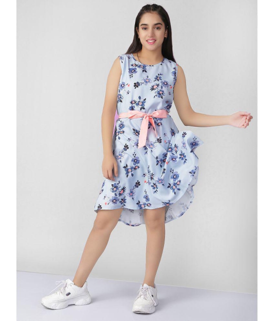 Naughty Ninos - Light Blue Rayon Girls Fit And Flare Dress ( Pack of 1 ) - None