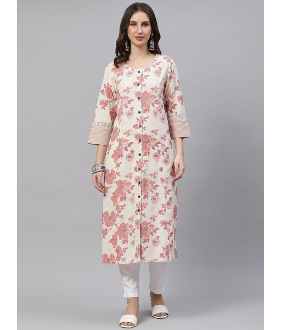 Divena - Cream Cotton Women''s A-Line Kurti ( Pack of 1 ) - None