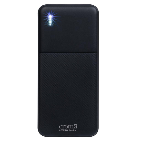 Croma 10000 mAh 22.5W Fast Charging Power Bank (2 Type A and 1 Type C Ports, Multi Layer Protection, Black)